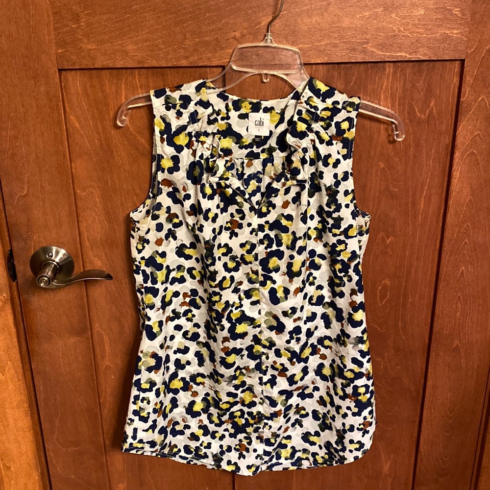 CAbi Fierce Watercolor Print Top